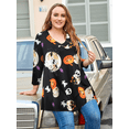 thumbnail image 5 of LARACE Halloween Femmes Manches 3/4 Tuniques à Fleurs Chemises Été Décontracté Chic Blouse Hauts Flower42 2X, 5 of 5