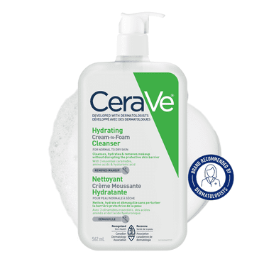 CeraVe Cream-to-Foam Cleanser, Hydrating Face Wash with Ceramides and Amino Acids for Normal to Dry Skin, 562mL