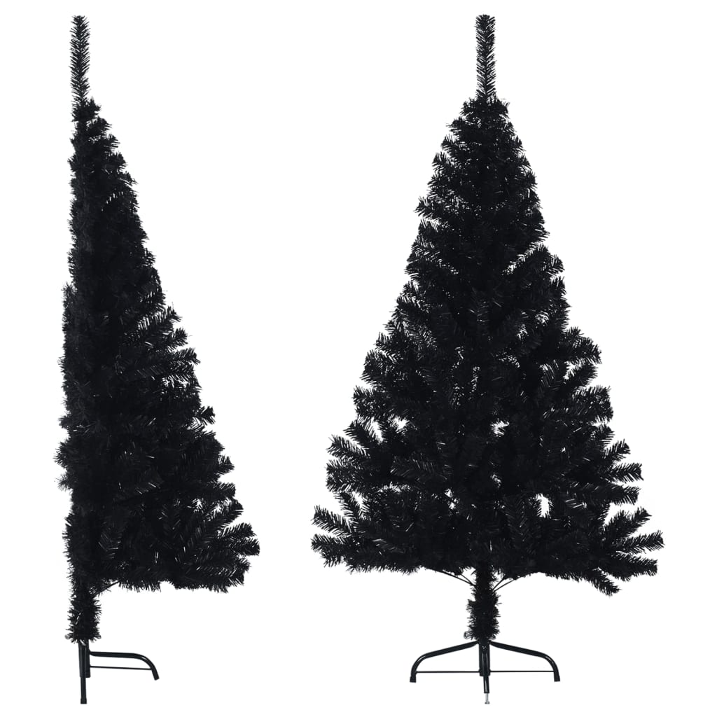 vidaXL Demi-Arbre de Noël Artificiel avec Support Noir 120 cm PVC