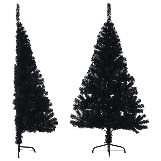 vidaXL Demi-Arbre de Noël Artificiel avec Support Noir 120 cm PVC