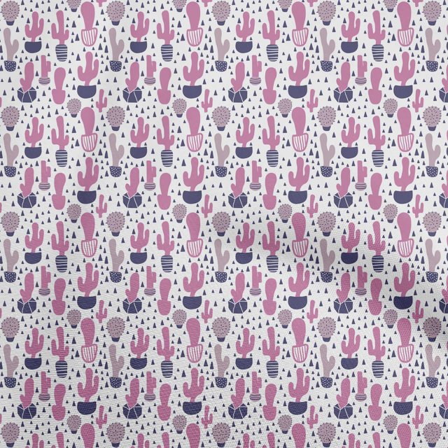 oneOone Cotton Poplin Pink Fabric Cactus Sewing Craft Projects Fabric Prints By Yard 42 Inch Wide