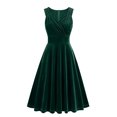 thumbnail image 2 of Penkiiy Robes en Velours pour Femmes, Robe Rétro Trapèze, Robes Formelles pour Invitées de Mariage Cocktail Noël Fêtes Robes m Vert, 2 of 5