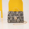 thumbnail image 3 of Vintage Snake Print Shoulder Bag Small PU Chain Crossbody Handbag (Beige), 3 of 7