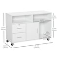 thumbnail image 3 of HOMCOM Support d'Imprimante Armoire Mobile de Bureau Organisateur avec Tiroir à Roulettes Blanc, 3 of 10