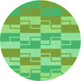 thumbnail image 1 of Ahgly Company Tapis Rond Lavable en Machine Intérieur Transitionnel Vert, 7 Pieds Rond, 1 of 7