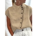 thumbnail image 3 of Birdeem Chemise Décontractée d'Été pour Femme, Ample, à Boutons, en Coton et Lin, Col Montant, 3 of 6