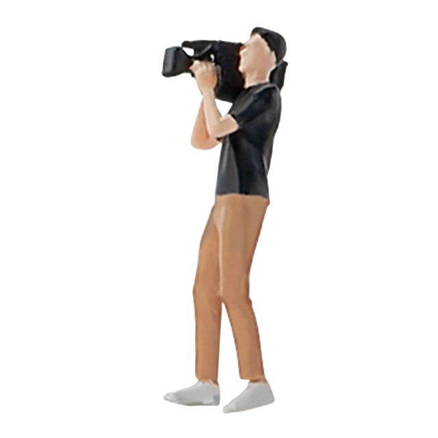 Baohd Résine 1/64 Modèles Figurines de Personnes Objets de Collection Train Décoration Ferroviaire Vidéographe