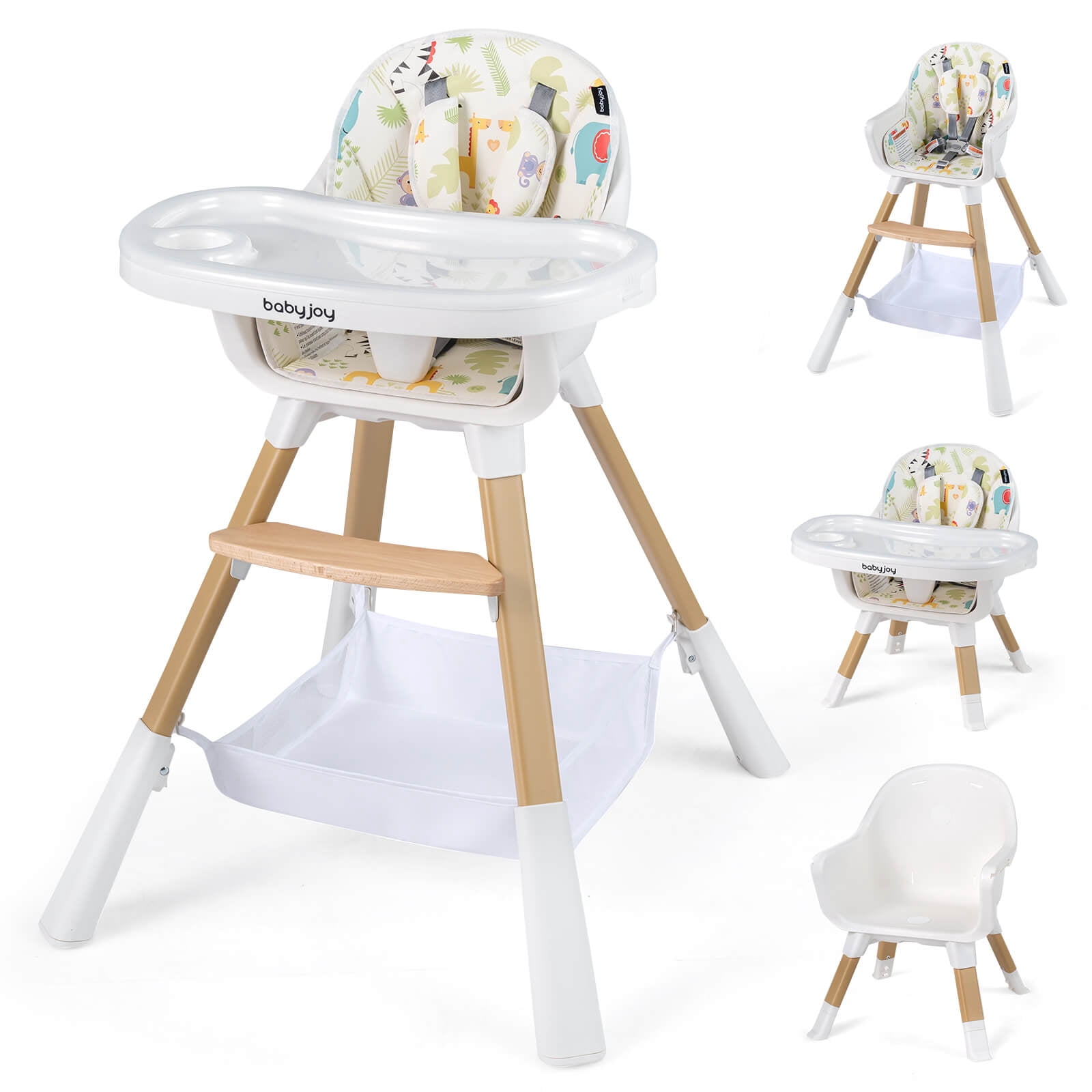 Babyjoy 4in1 Convertible High Chair for Babies&Toddlers,Multi-Use Baby Feeding Highchair