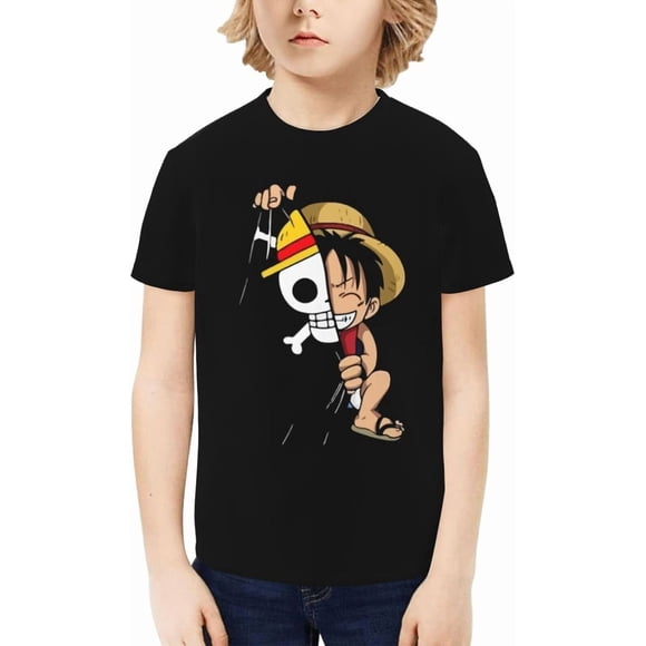 One Piece Anime Boys Girls 3D Graphic Printed T-Shirt Crewneck Short Sleeve Tees Kids Novelty Shirts 6-14 Years