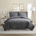 thumbnail image 1 of Nestl Ensemble de Housse de Couette, Design Réversible avec devant en Molleton Peluche Découpé et Dos en Microfibre Brossée Douce pour Couettes, Ensemble 3 Pcs avec Fermeture Éclair et Attaches, Housse de Couette Grand Lit, Gris, 1 of 8