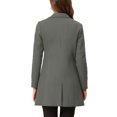 thumbnail image 3 of INSPIRE CHIC Manteau Long Classique pour Femme à Revers Cranté, Manches Longues, G Gris Foncé, 3 of 7