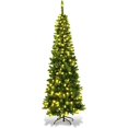 thumbnail image 1 of DORTALA 7.5ft Pre-Lit Pencil Christmas Tree Traditional Indoor Decoration, 1 of 7