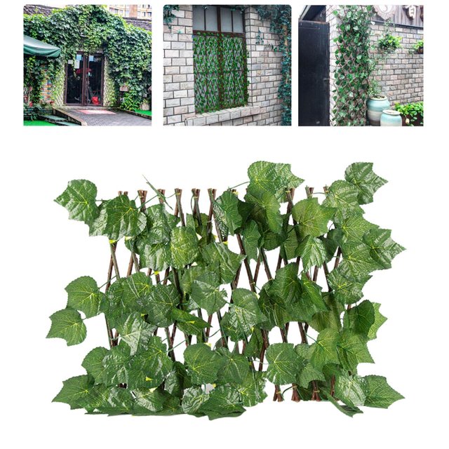 pitrice Retractable Garden Fence Privacy Screen Outdoor Grape Leaves