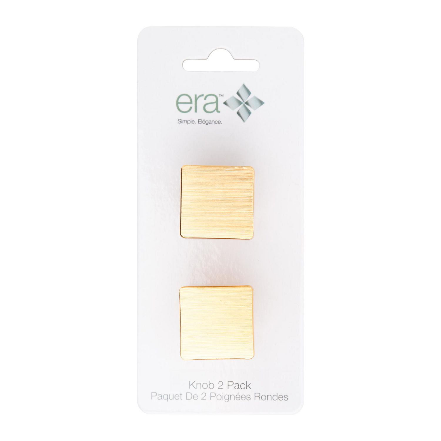 Era Square Paquet de 2 Bouton Dorée Brossée