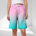 thumbnail image 2 of Plebaso Womens Casual Shorts Knee Length Drawstring Shorts Gradient Color Summer Wide Leg Shorts S-5XL, 2 of 6
