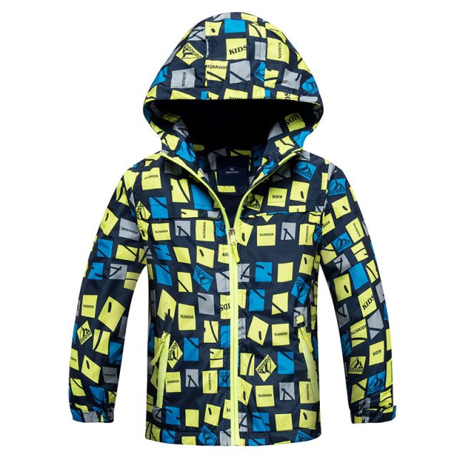 AAMILIFE Boys Waterproof Fleece Lined Jacket Color Block Windbreaker Hooded Coat