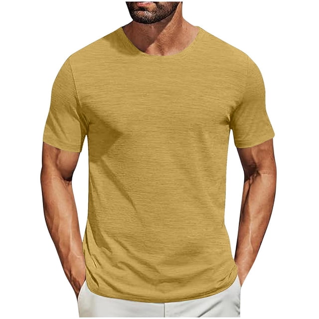 Besolor T-Shirt d'Été pour Homme à Manches Courtes, Col Rond Classique, T-Shirts Décontractés, Couleur Unie, Hauts Basiques