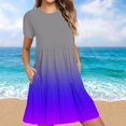 thumbnail image 2 of Weiqiqre Robes pour Femmes Été Décontractées à Manches Courtes Col Ras du Cou Robes T-Shirt Amples Évasées Mini avec Poches, 2 of 5