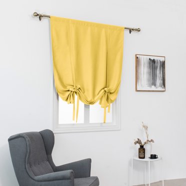 Innerwin Rideaux Demi-Fenêtre Couleur Unie Cantonnière de Cuisine Poche pour Tringle Doux Court Rideau Occultant Froncé Panneaux Imperméables Assombrissants Isolés Thermiques Jaune 39.37 x 47.24 Pouces