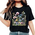 thumbnail image 4 of RKSTN Hauts d'Été pour Femmes Décontractés Coupe Ample Polyvalents T-Shirts Graphiques Mode à Imprimé Floral Respirants Manches Courtes Col Rond T-shirt Blouses, Cadeaux de la Fête des Mères, 4 of 5
