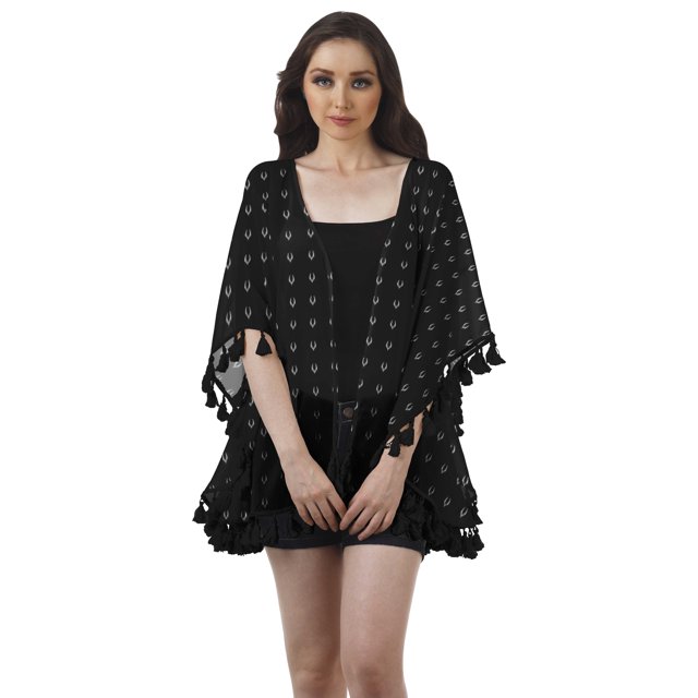 Moomaya Printed Beach Clothes For Women Tassel Shrug Swim Cover Up Cardigan