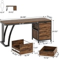 thumbnail image 3 of Tribesigns Bureau d'Ordinateur de 59 Pouces avec 3 Tiroirs, Bureau PC Industriel Brun avec Rangement pour Dossiers, 3 of 5