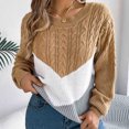 thumbnail image 2 of Pisexur Pulls pour Femmes Mode Tricot à Blocs de Couleur Décontracté Ample à Manches Longues Chandail Col Rond Tendance Automne, 2 of 8
