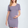 thumbnail image 1 of Ovzne Robes pour Femmes Robe Femme à la Mode Imprimée Plissée Jupe de Maternité à Manches Courtes Col Rond Robe Mi-Mollet Robe d'Été à Manches Courtes Imprimée Liquidation, 1 of 6