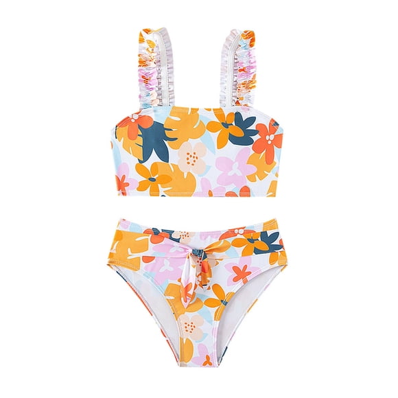 Kids Girl's Floral Print 2 Piece Swimsuit Swimwear Bathing Suit Cute Bikini Girls Swimsuit Size Toddler Bathing Suits Bathing Suit with Short Swimsuit Strap Big Girl Bikini Swimsuits Girl Swim