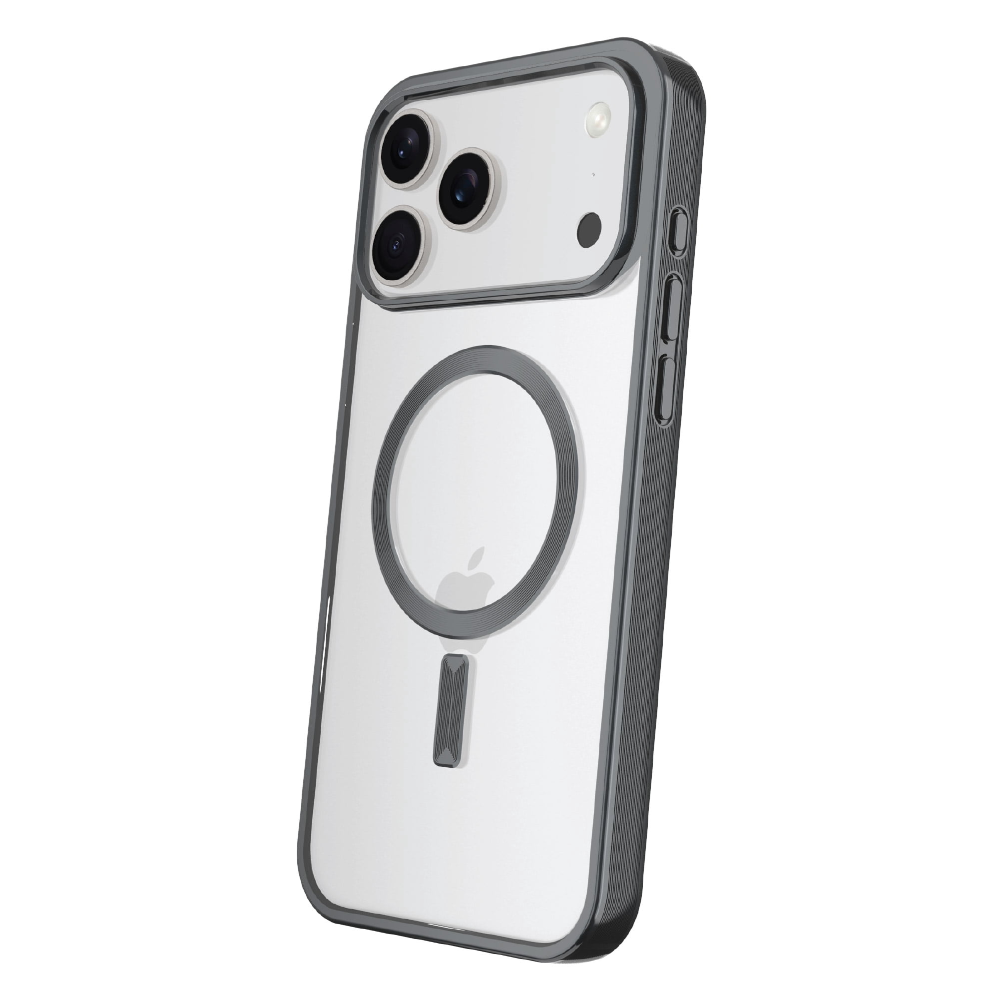 onn MagSafe Compatible Phone Case for iPhone 17 Pro Max - Metallic Grey/Clear