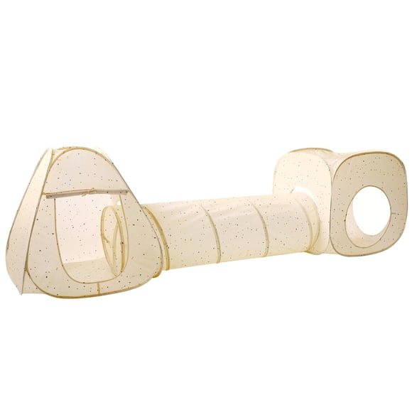 3 Sprouts Kids Recycled Fabric 3-in-1 Play Tent & Tunnel Set/Terrazzo/Beige