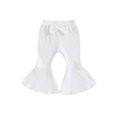 thumbnail image 1 of Kmbangi Kids Girl Flare Pants Solid Color Ribbed Elastic Bell Bottoms Trousers Bow Ruffle Pants for Toddler Baby, 1 of 8