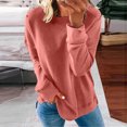 thumbnail image 2 of Pxiakgy Femmes Automne Hiver Ample Décontracté Décontracté Manches Longues Col Rond Chandail Uni Or Rose + m, 2 of 5