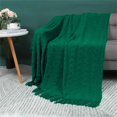 thumbnail image 1 of PiccoCasa Couverture Jetée à Pompons Douce, Couverture Tricotée Décorative 100 % Acrylique 50x60 Pouces, Vert, 1 of 10
