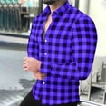 thumbnail image 1 of Timdgard Button down Shirts for Men Fall Plaid Lapel V Neck Long Sleeve Shirts Work Casual Tops, 1 of 8