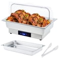 thumbnail image 1 of Electric Chafing Dish Buffet Set,9 QT Stainless Steel Food Warmer with Temperature Control & Transparent Roll Top Lid, Catering Server,for Catering Parties Restaurant, 1 of 8