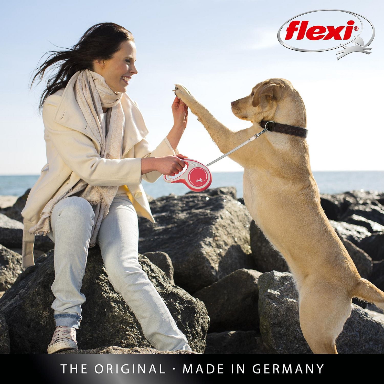 Flexi New Comfort Laisse à Ruban Rétractable pour Grand Chien, Noir, 8m/26 Pieds