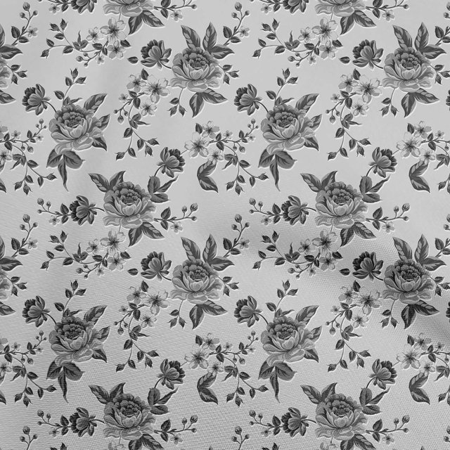 oneOone Cotton Cambric Gray Fabric Florals Sewing Craft Projects Fabric Prints By Yard 56 Inch Wide