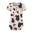 thumbnail image 4 of SMihono Hauts pour Femmes Été Chic Décontracté T-Shirt à Col Rond pour Femmes avec Imprimé Vache Couvrant Haut à Manches Courtes pour Femmes T-Shirt Oversize pour Femmes, 4 of 5