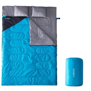 Tuphen Sac de couchage double sac de couchage avec 2 Oreillers Taille Reine XL Sac pour 2 Les gens ont froid Temps chaud- 3 Saisons Imperméable Adultes Sac de couchage pour le camping Backpacking ou Randonnée