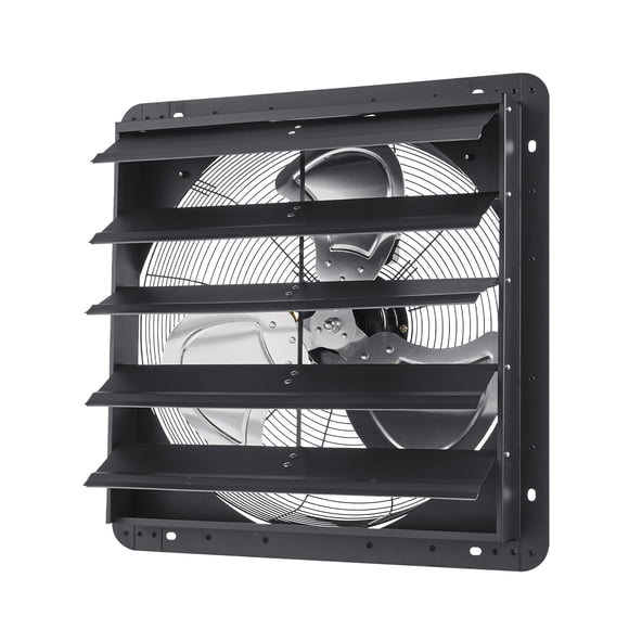 KFFKFF 20 inch Shutter Exhaust Fan, Wall Mounted Attic Vent Fan with Smart Programming Variable Speed Temperature Control, 4800 CFM,EC Motor,Timer, Black