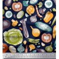 thumbnail image 1 of Soimoi Blue Rayon Fabric Mixed Vegetable Fabric Prints By Yard 42 Inch Wide, 1 of 3
