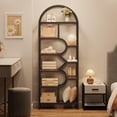 thumbnail image 3 of TROPOW Bookshelf 6 Tier Arched Bookcase 81.7in Tall Display Racks Geometric Open Storage Shelf Unique Book Rack Metal Frame Large Modern Book Shelf for Bedroom, Living Room, Home Office,Black, 3 of 5