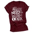thumbnail image 1 of RKSTN Hauts pour Femmes Saint-Valentin Cœur d'Amour Lettres Imprimées Mode Blouse Confortable Hauts Tempérament Couleur Unie Col Rond Manches Courtes Hauts, 1 of 5