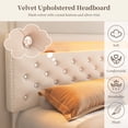 thumbnail image 4 of SIBEDS Soft Velvet Cream LED Bed Frame with Adjustable Headboard and 2 Drawers Pockets, Full, 4 of 8