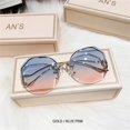 thumbnail image 2 of Irregular  Sunglasses Women Brand Designer Gradient Fashion Sun Glasses Female Rimless Metal Curved Temples, 2 of 8