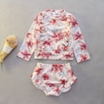 thumbnail image 2 of Kid Girl Swimwear Rash Guard Set Fashion Long Sleeve Sun Protection Bathing Suit for Girls 5-6 Years, 2 of 8