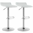 thumbnail image 4 of Gymax Tabourets de Bar Pivotants Réglables 2 Pcs Sans Dossier en Cuir PU Blanc, 4 of 10