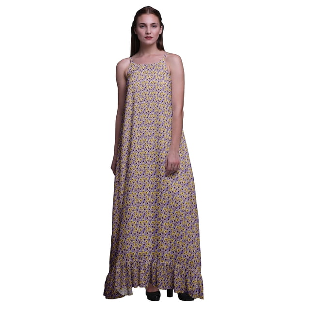 Bimba Medium Purple2 Aquarelle Marguerites Vêtements de Nuit pour Femmes Nuisette Imprimée Robe Maxi à Bretelles Spaghetti Vêtements de Nuit X-Small