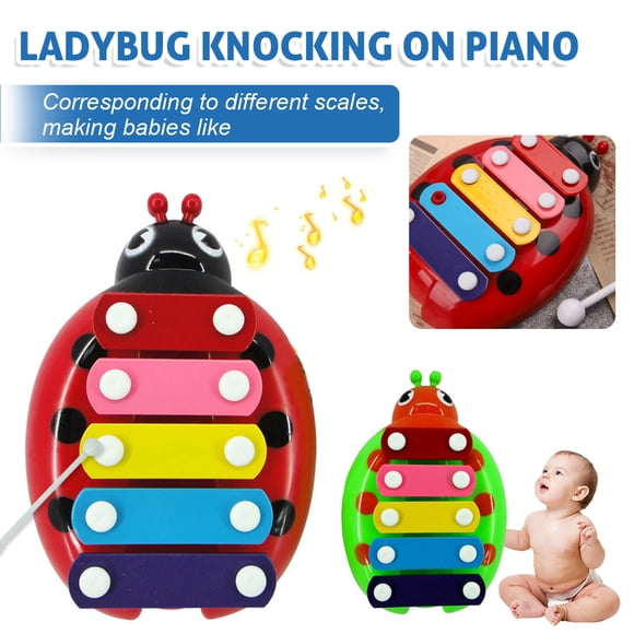 Amerteer Coccinelle Treefloewr Bébé Enfant Enfant Xylophone à 5 Notes à Frapper Jouets Musicaux Développement de la Sagesse Jouets Scarabée pour Enfants de 0 à 3 Ans